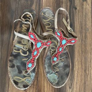 Sam Edelman Coral & Turquoise Sandals
